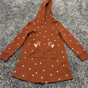 Jumping beans Brown Polka Dot Hooded Dress with Deer Design size 3t